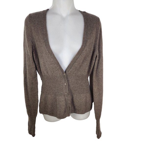 The Limited Cardigan Sweater Small Long Sleeve Button Taupe Wool Cashmere Angora - Picture 1 of 14